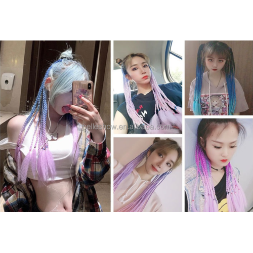 Hot sell Ombre Mixed Color Straight Synthetic Ponytail Wrap Around Ponytail Colorful small pigtail hair circle color ponytail